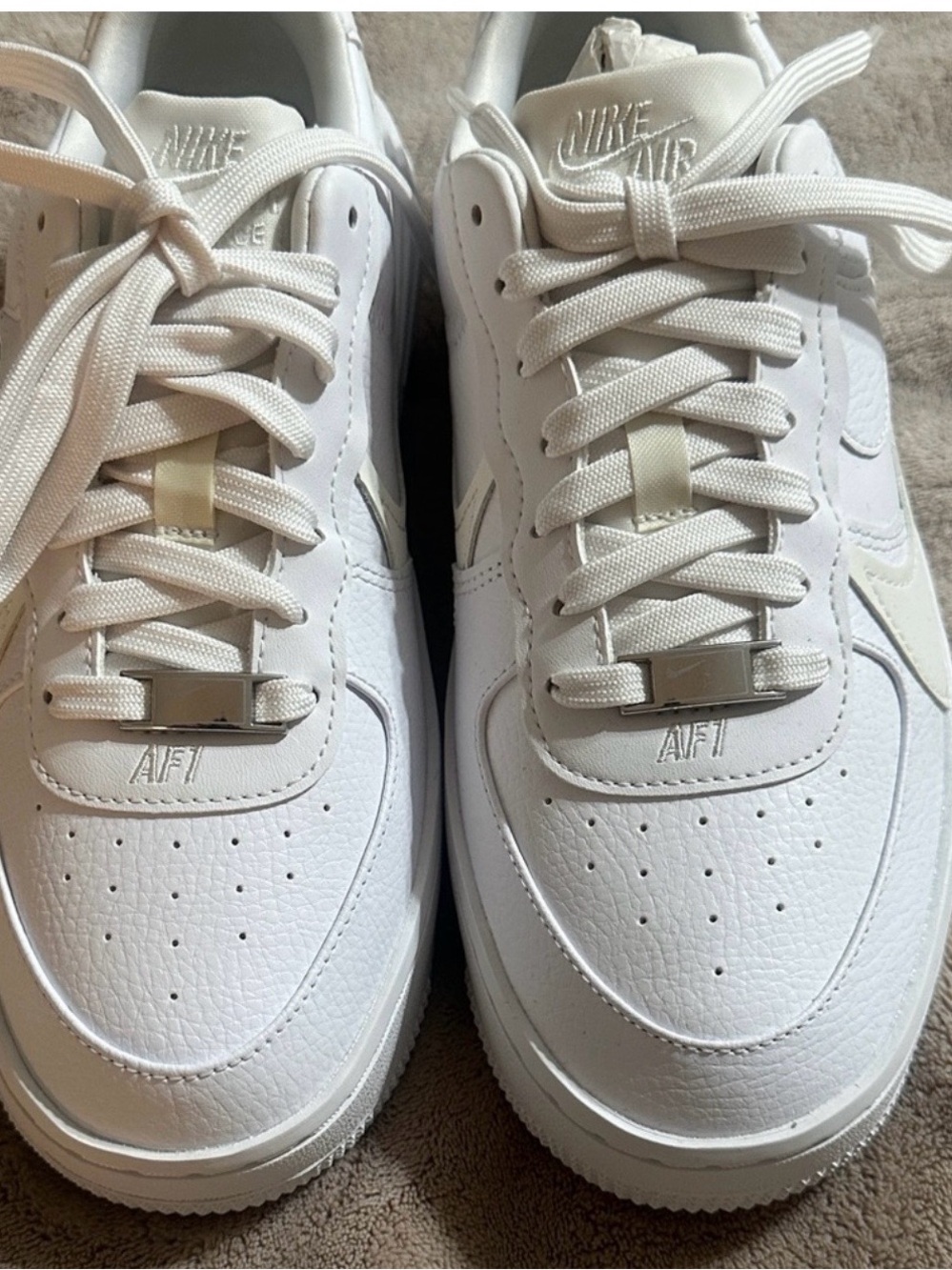 Nike White Low-Top AF1 Leather Sneakers platform